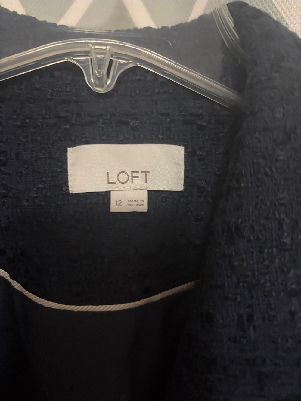 LOFT Navy Textured Double-Breasted Blazer with Gold Nautical Buttons - Picture 4 of 6